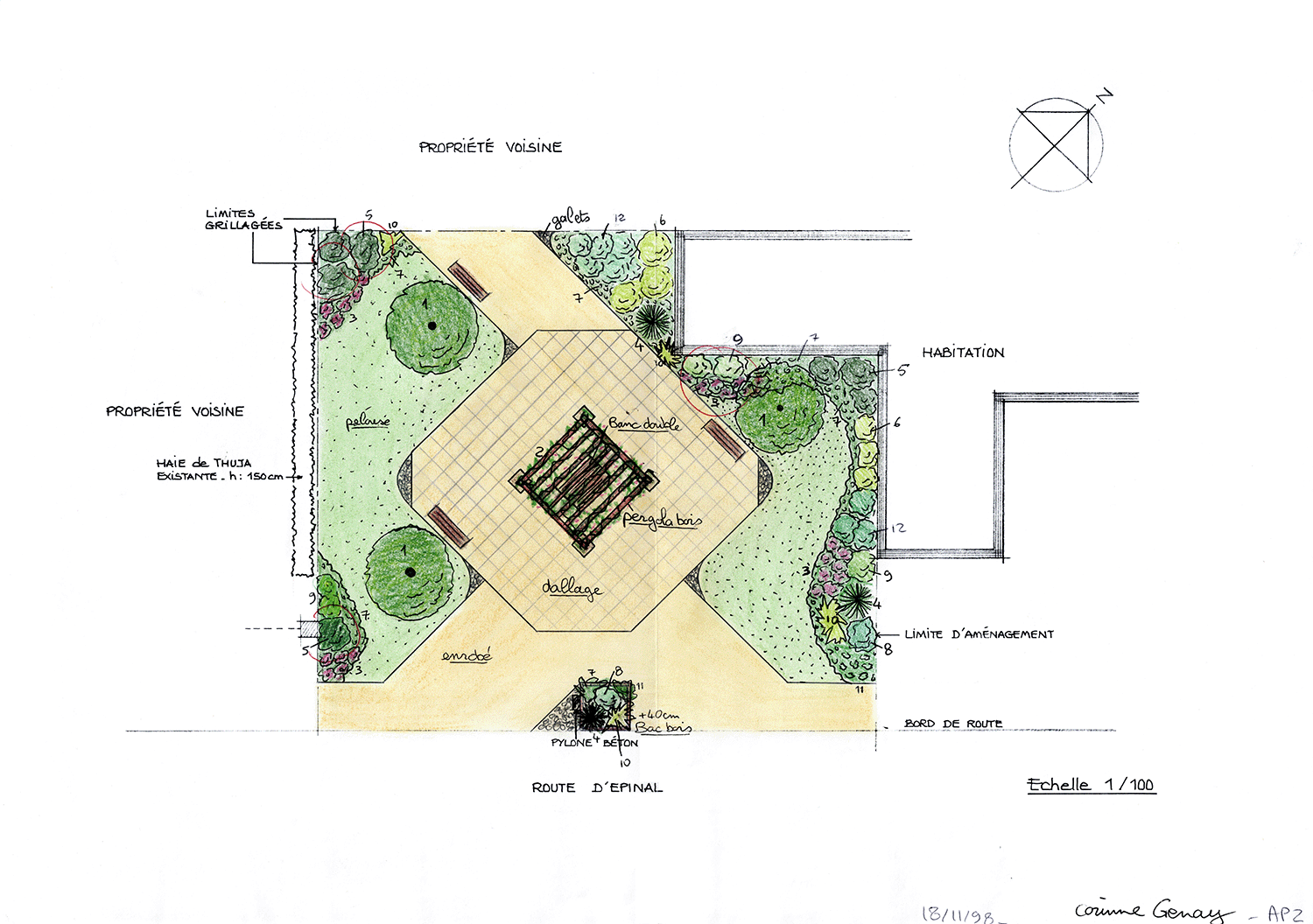 Plan du jardin échelle 1/100e