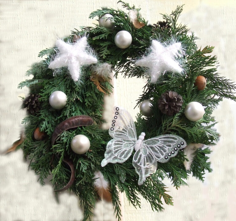 12-couronne Noël thuya blanc
