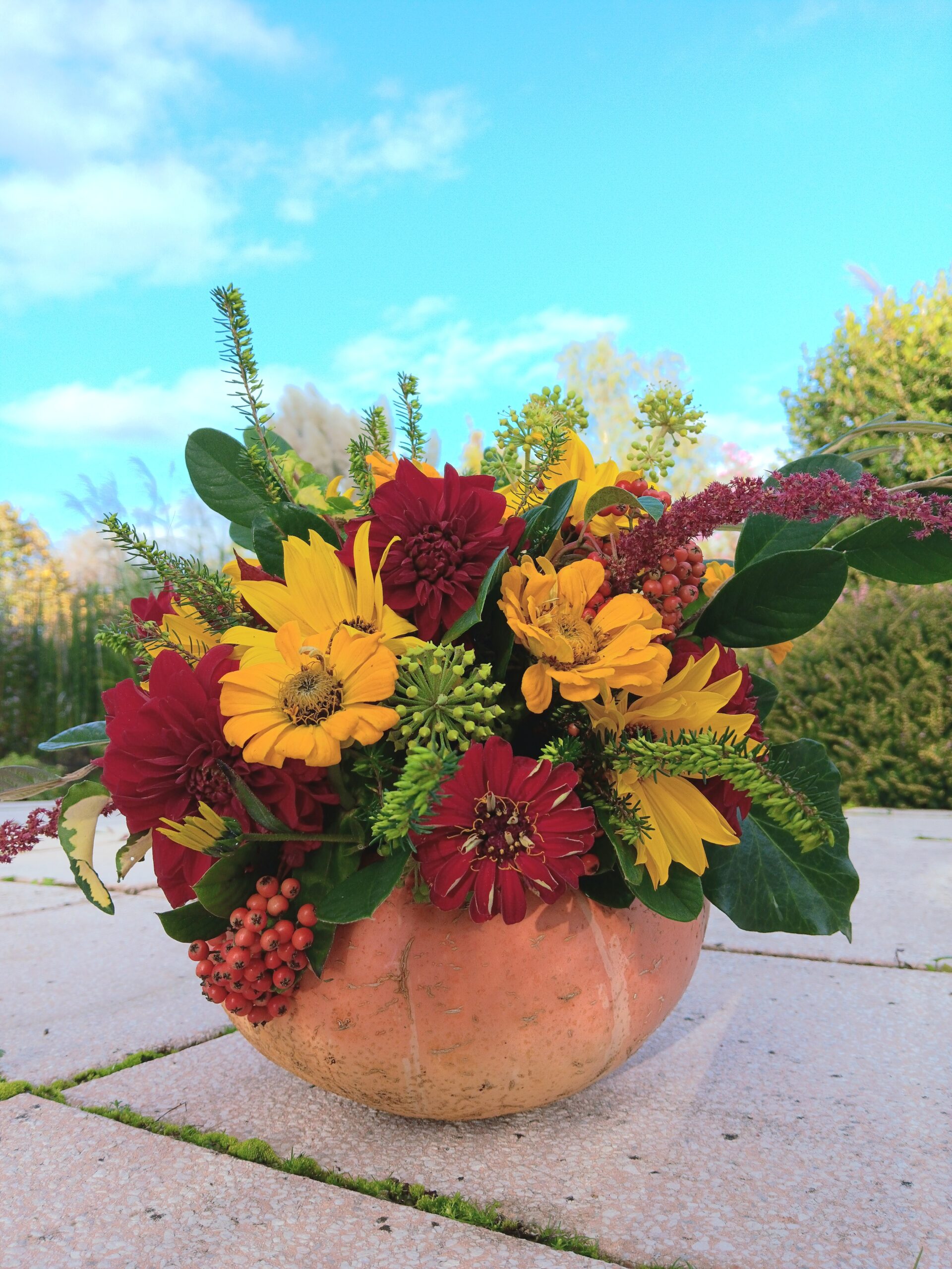 bouquet citrouille-fleurs de debut octobre