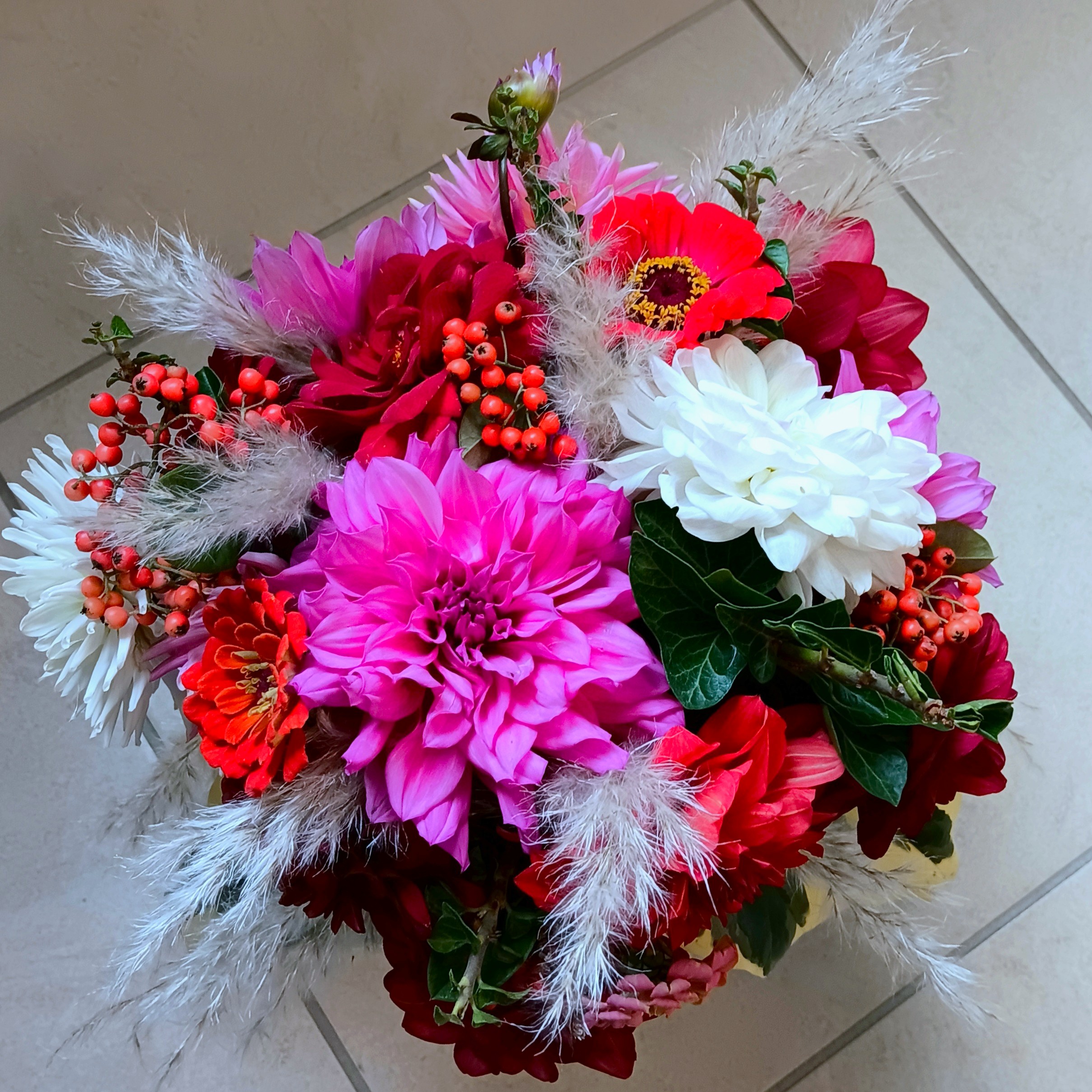 composition ronde - fleurs de fin septembre